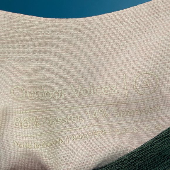 Outdoor Voices women's Springs 7/8 leggings green pink colorblock - Picture 3 of 5